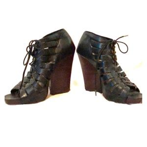 Dolce Vita black leather lace up heels